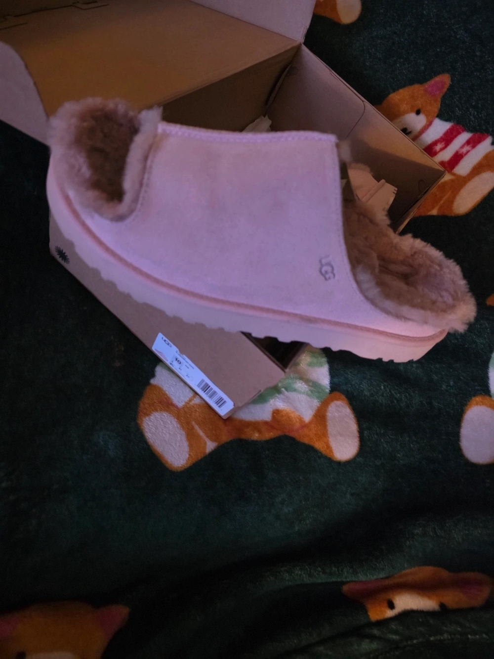 UGG Woman Light Pink Shearling Mule Slippers